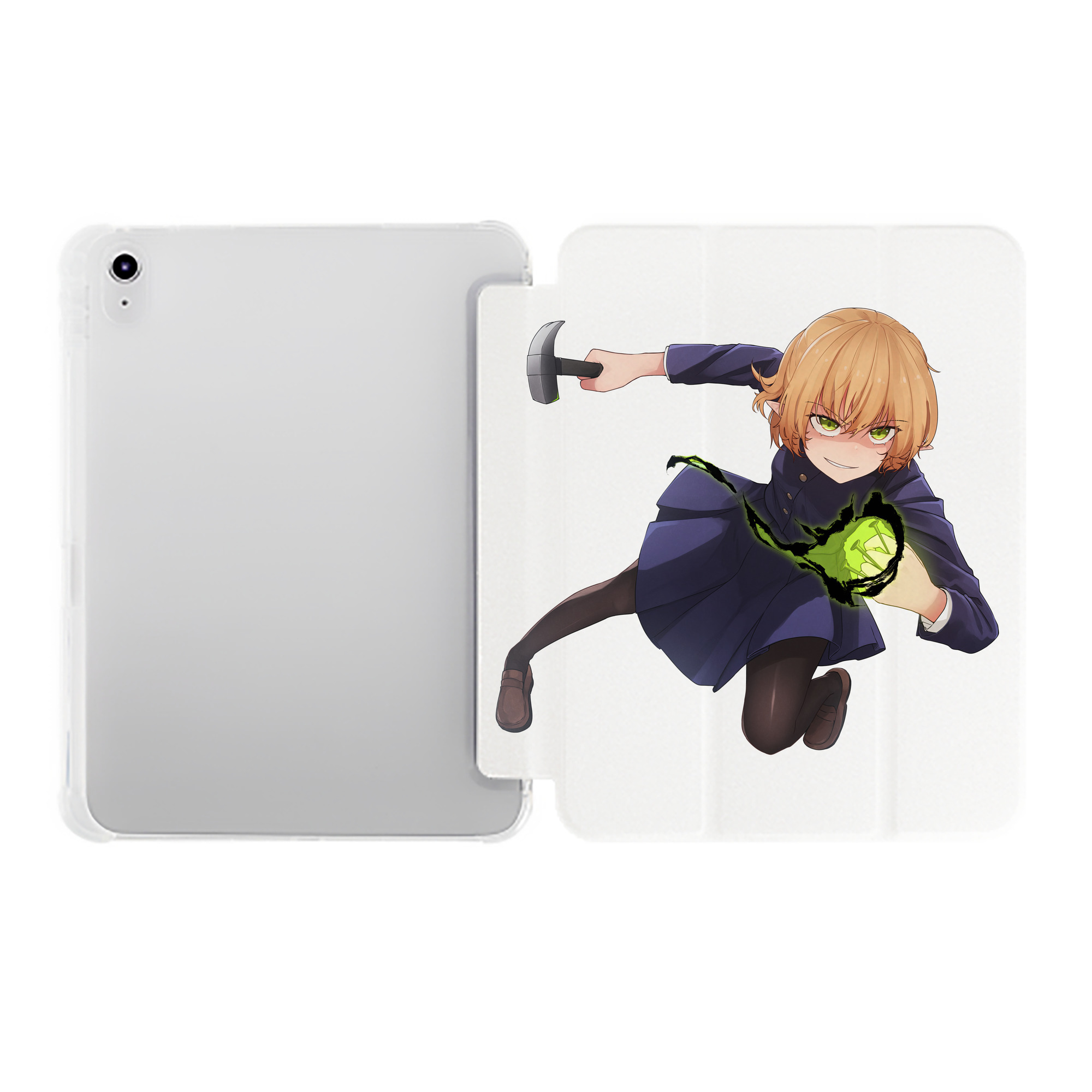 （画像用） 呪術廻戦 Jujutsu Kaisen IPad ケース ペン収納付き 三つ折りスタンド PUレザー×シリコン 対応機種9.5/10.5/10.9インチ